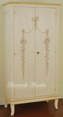 Armadietto stipetto 2 ante in legno laccato con decori stile classico